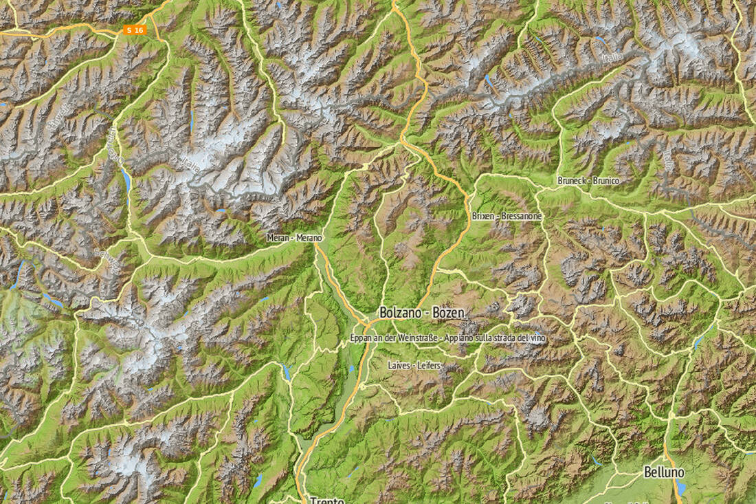 South Tyrol Map Relief