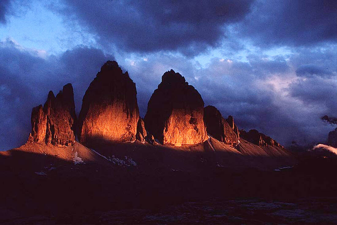 The Three Peaks (3003 m) at sunset