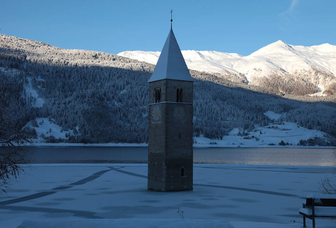 Curon Tower in Winter