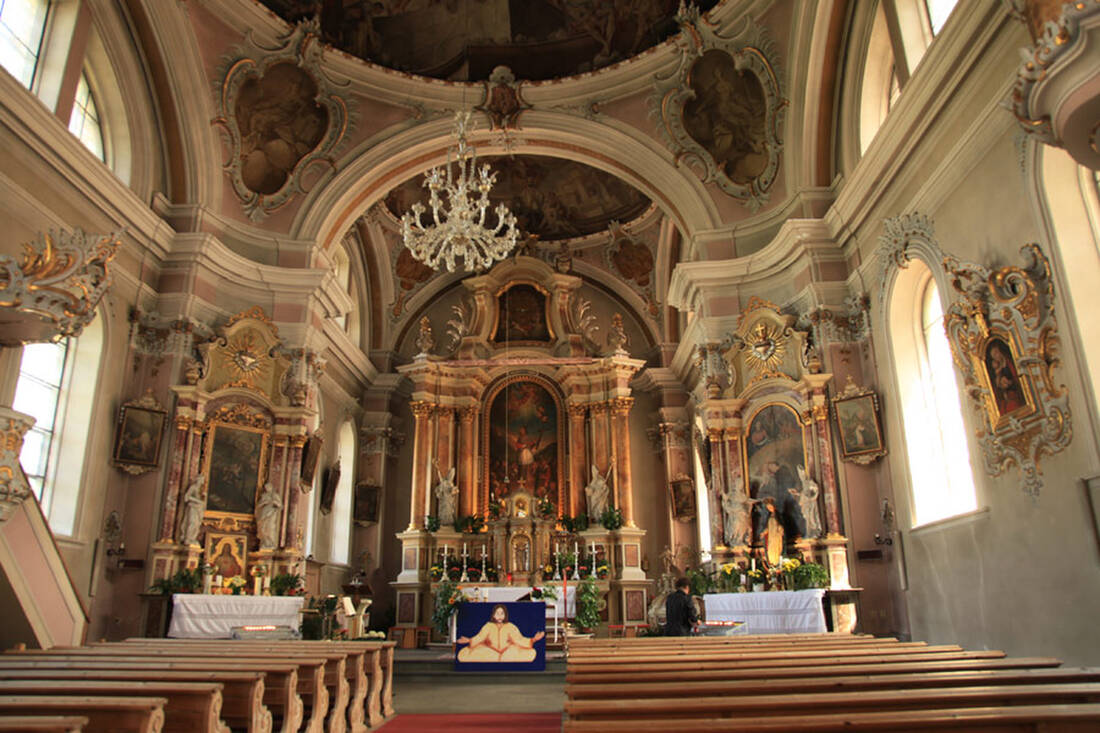 Interior view of the parish church of St. Vigil in Marebbe