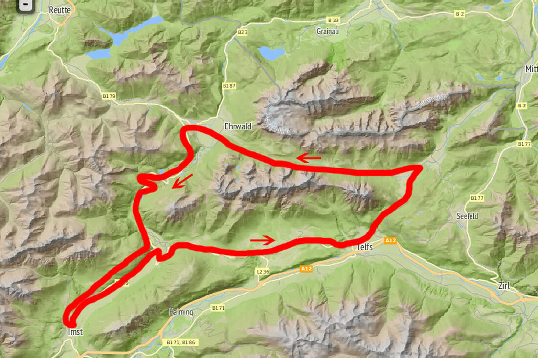 Map Mieminger Mountains Mountain Bike Tour