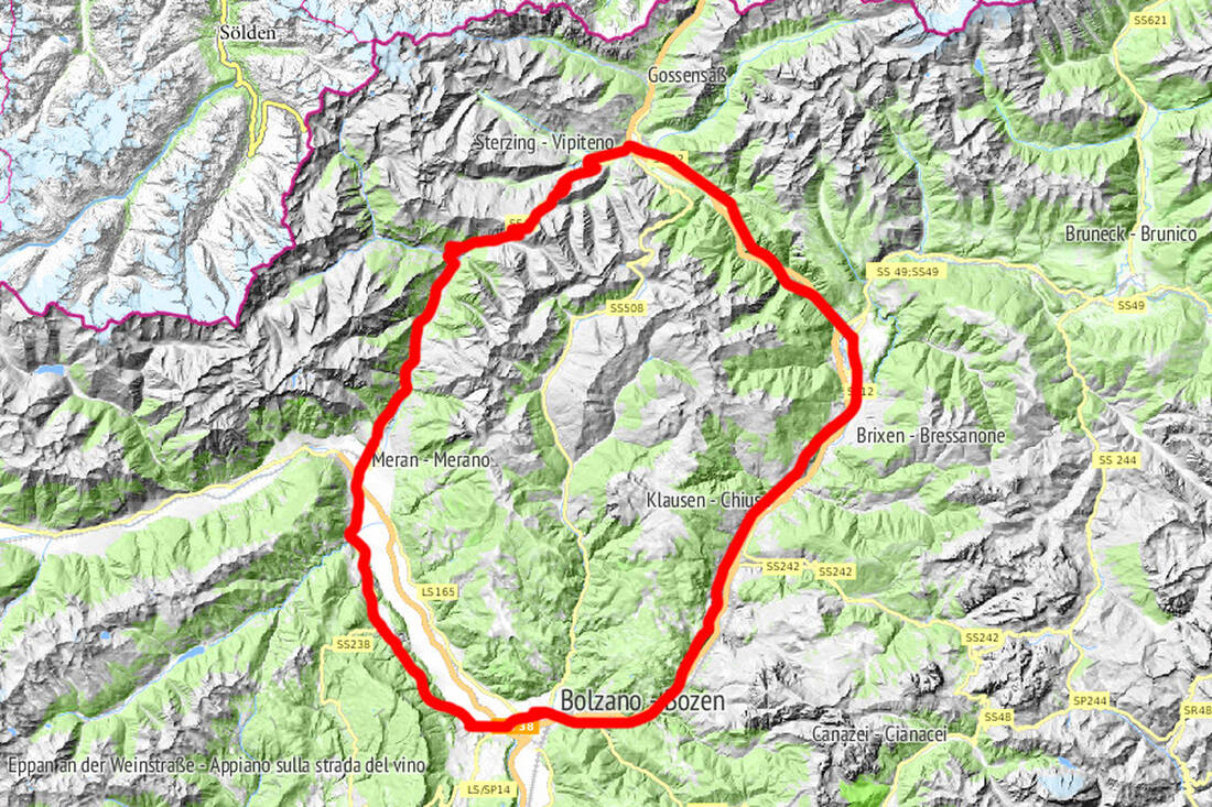 Map Motorcycle Tour: Once Around the Sarntal Alps