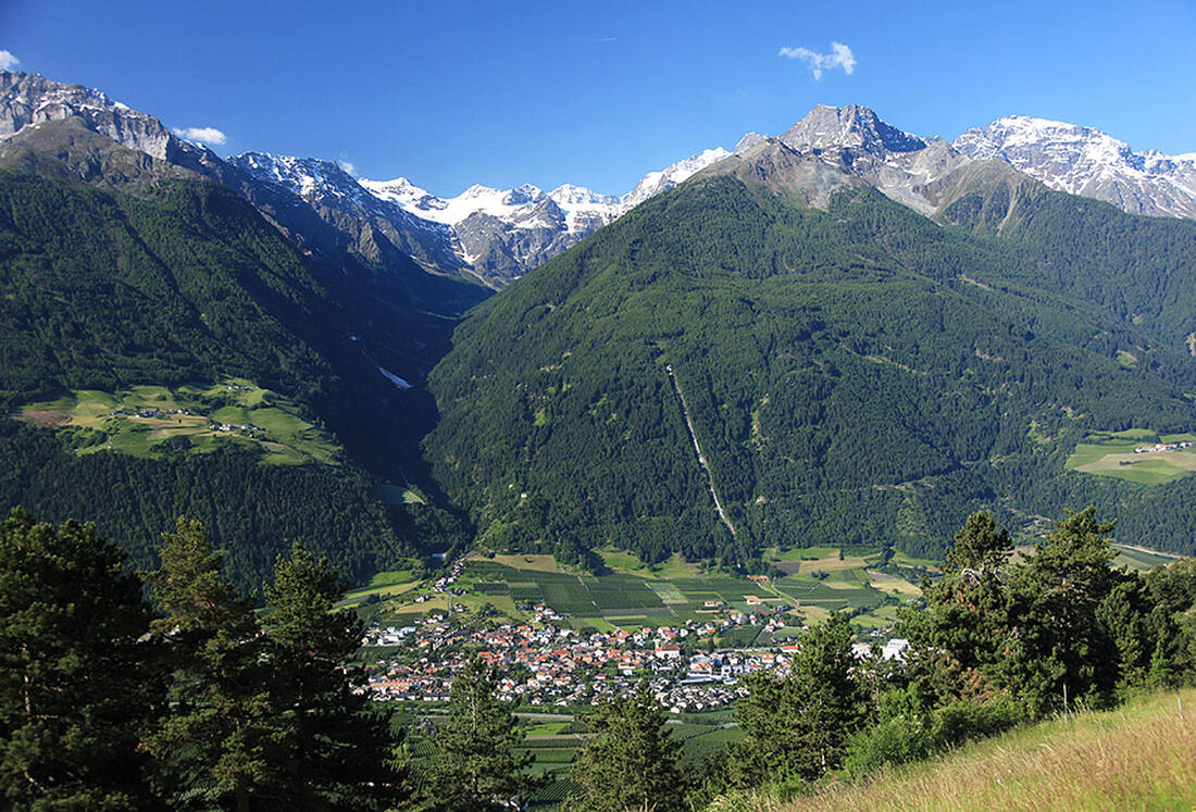 Lasa in the Venosta Valley with Ortler Group