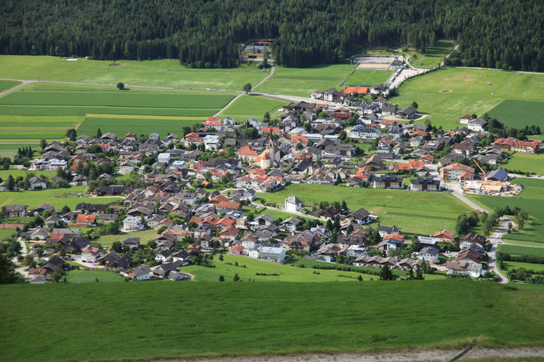 Aerial view of Pfalzen (1220 m)