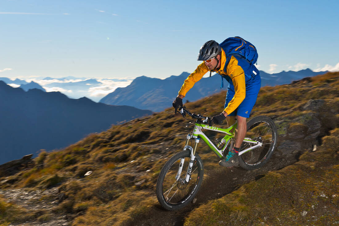 Mountain biker in the mountains