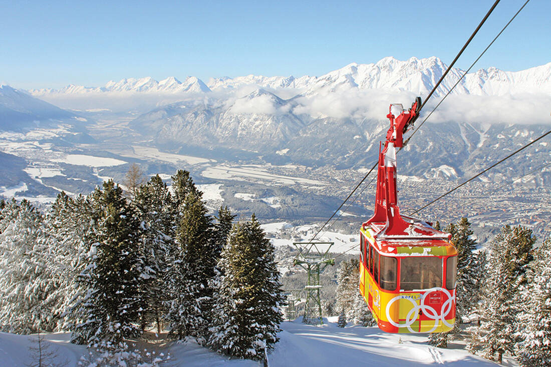 Patscherkofel cable car - in the background the airport and the Inn valley