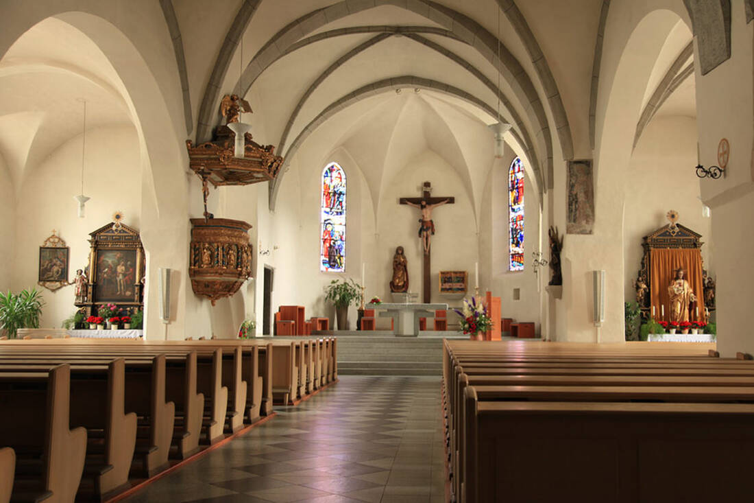 Interior view of the parish church in St. Lorenzen