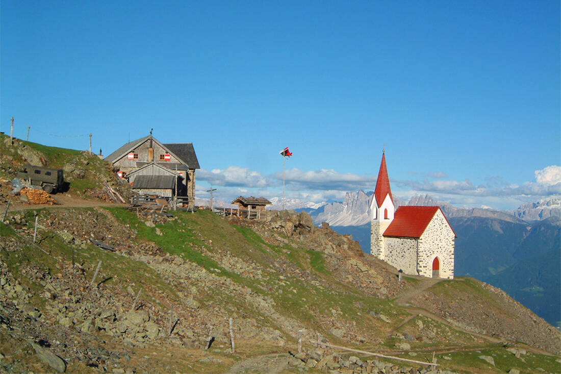 Latzfonser Kreuz Mountain Hut with Pilgrimage Church