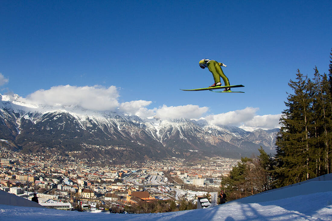 Ski jumper on the Olympic ski jump