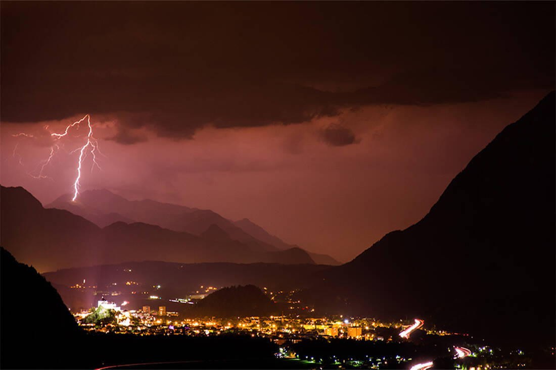 Summer thunderstorm over the city