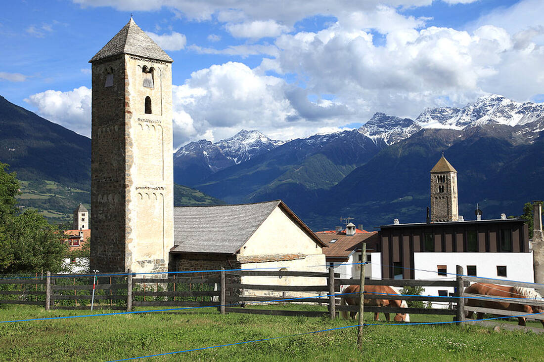 St. Benediktskirche in Mals (The origin of the church dates back to the time of Charlemagne around 800)