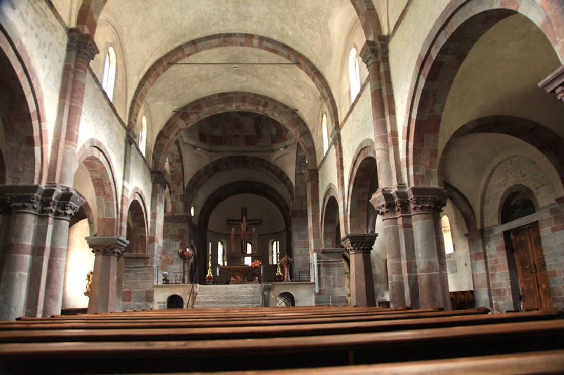 Collegiate Church of San Candido central nave with the much venerated Crucifixion group (built around 1250)
