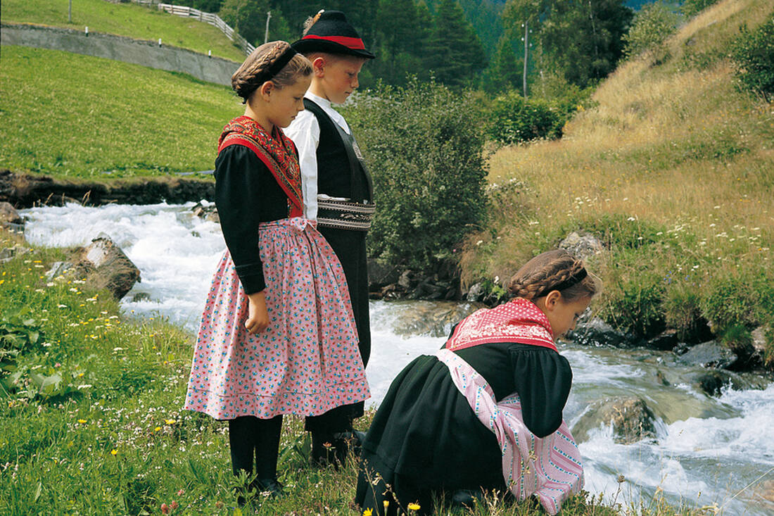 South Tyrolean children with traditional costumes