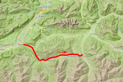 Map Brixental Mountain Bike Tour