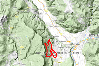 Map of the Appiano High Trail Mountain Bike Tour