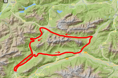 Map Mieminger Mountains Mountain Bike Tour