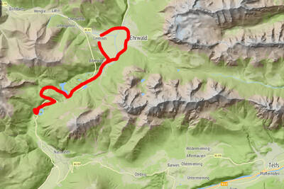 Map Mountain Bike Tour to Fernpass